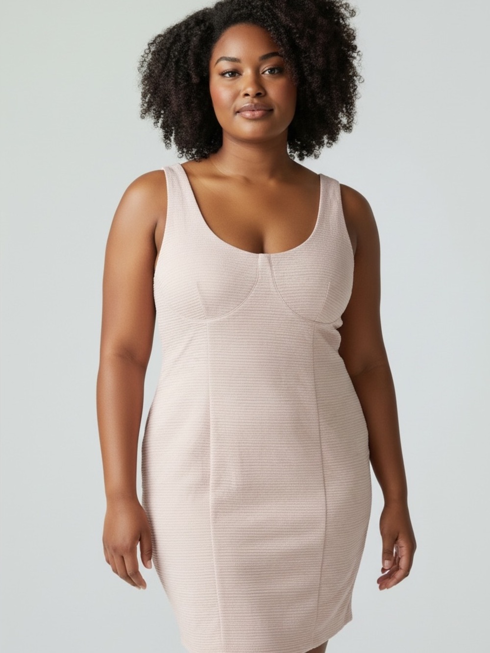 Women's Wild Fable Pale Pink Textured Bodycon Mini Dress Size XXl
